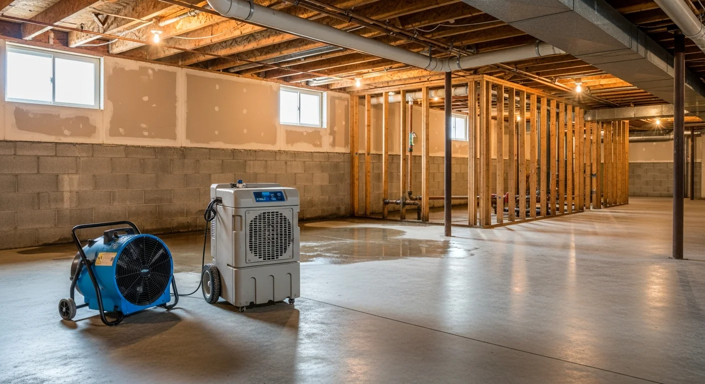 Water damage cleanup and restoration after drain backup